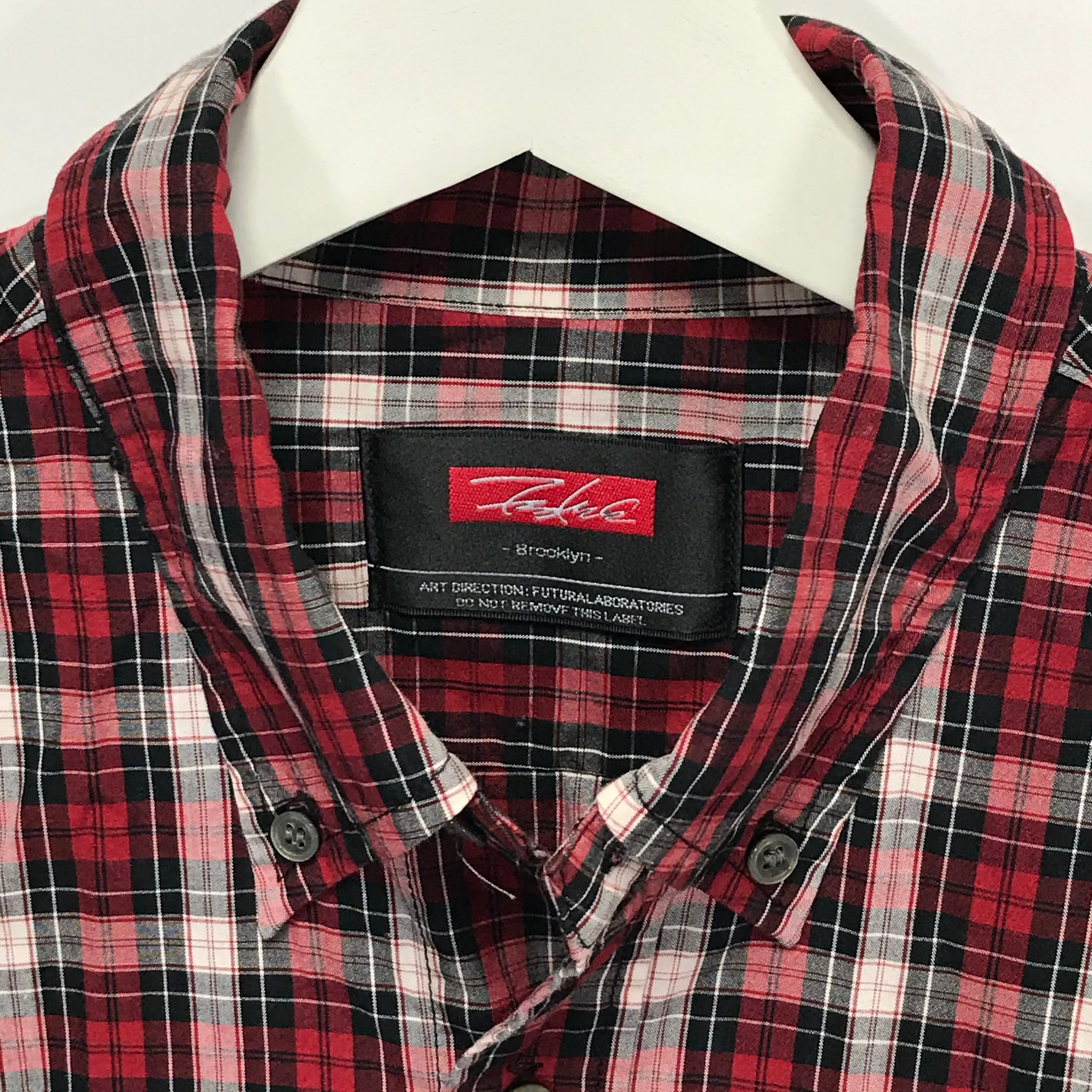 [L] Futura Laboratories Plaid / Buffalo Check Panel Shirt