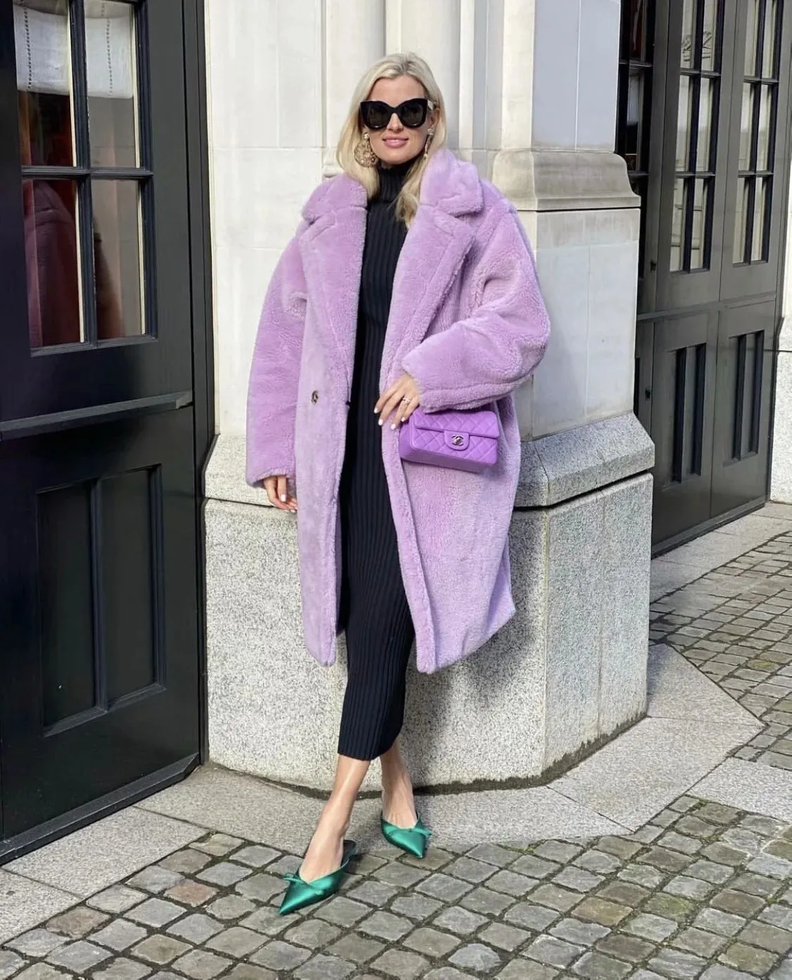 Lambswool Button Splicing Lapel Overcoat Outerwear