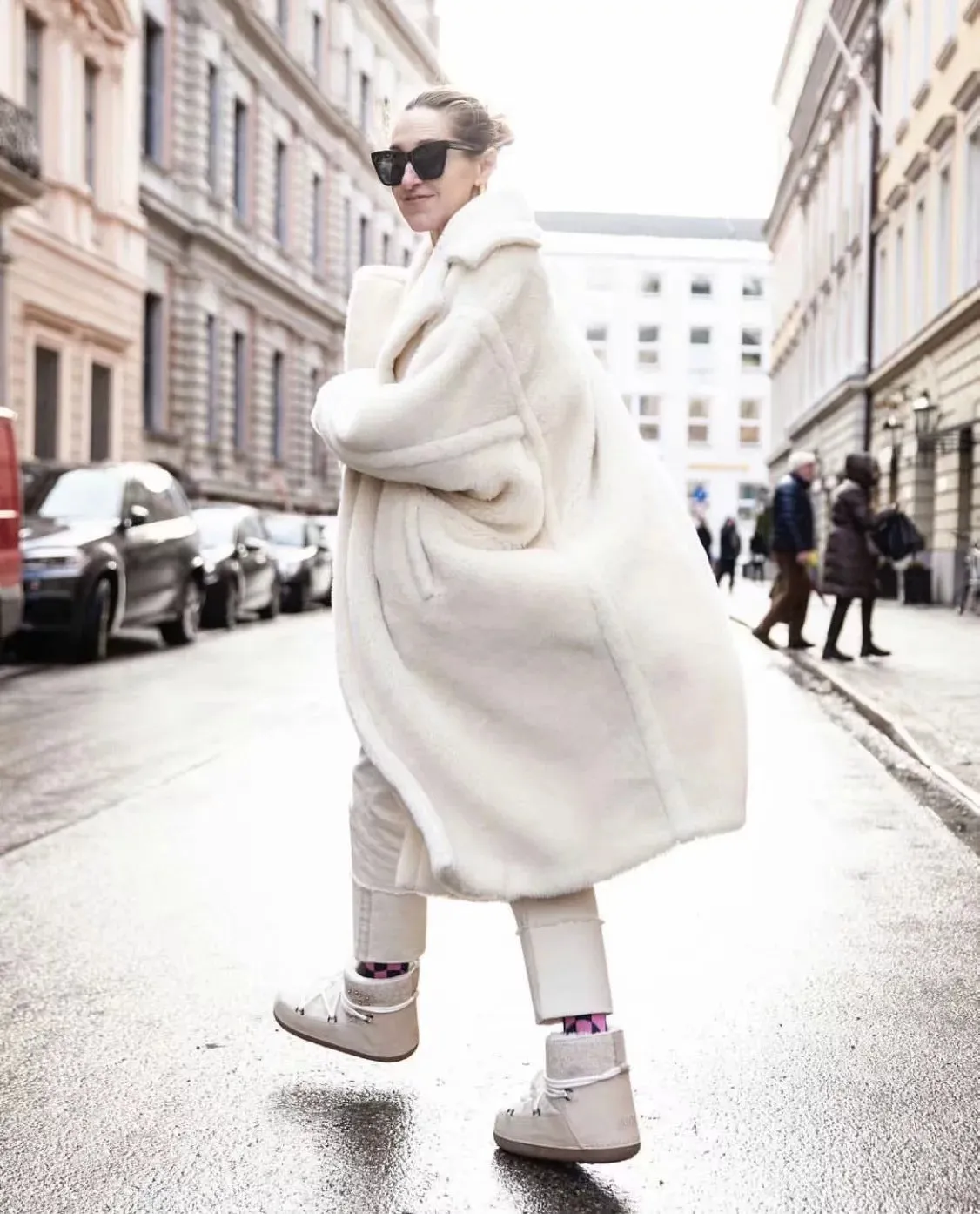 Lambswool Button Splicing Lapel Overcoat Outerwear
