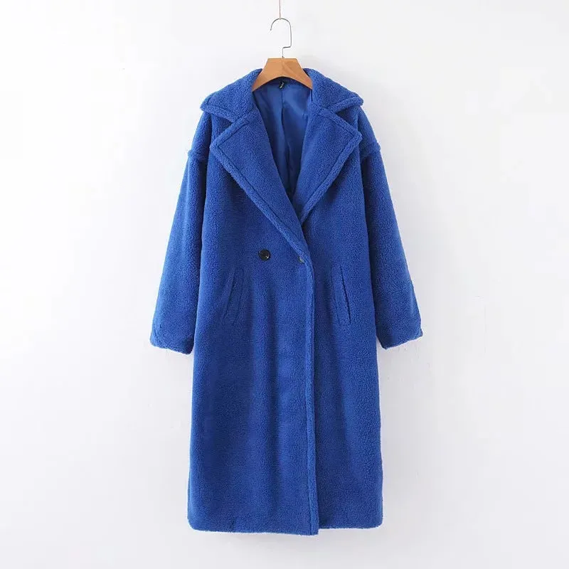 Lambswool Button Splicing Lapel Overcoat Outerwear