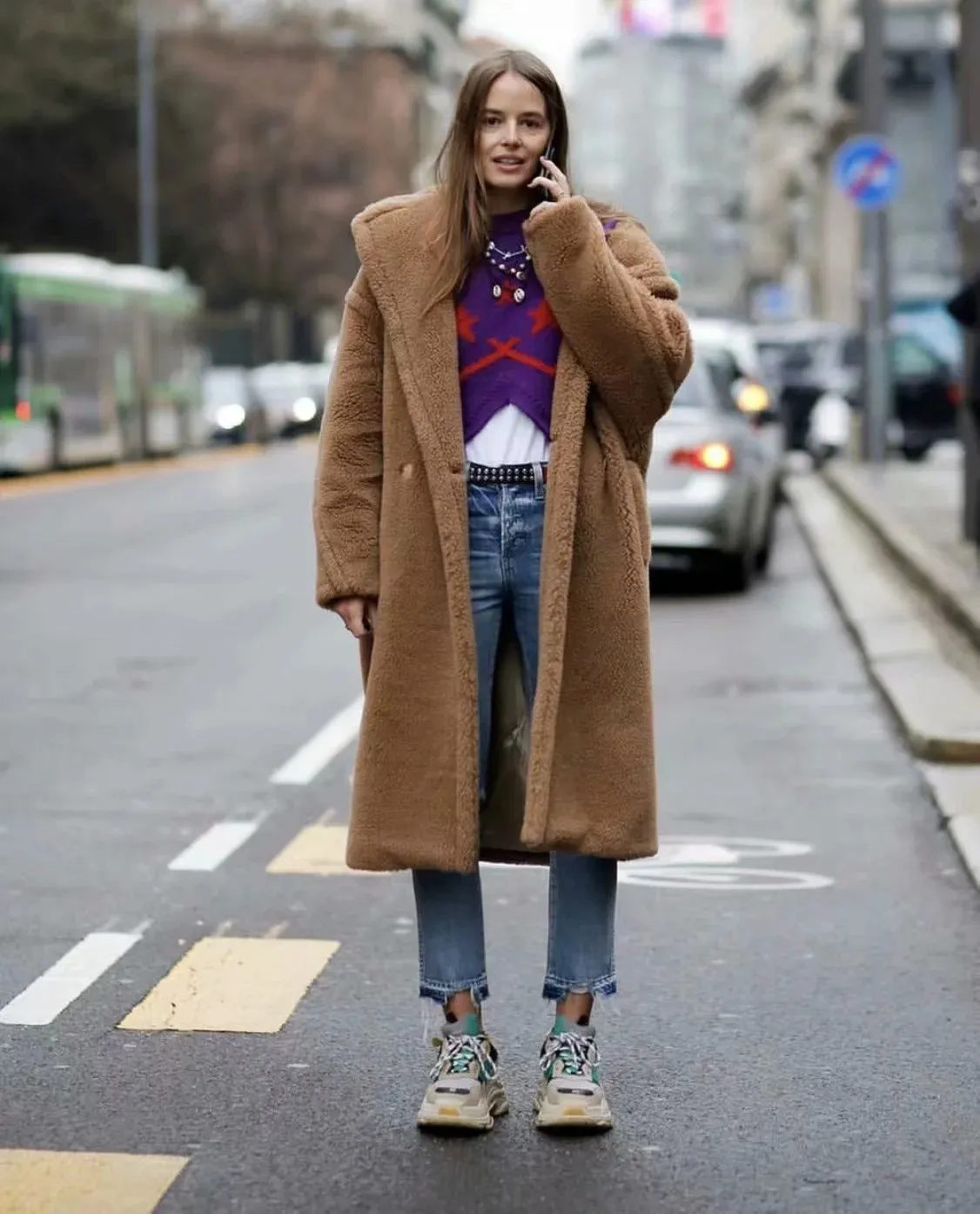 Lambswool Button Splicing Lapel Overcoat Outerwear
