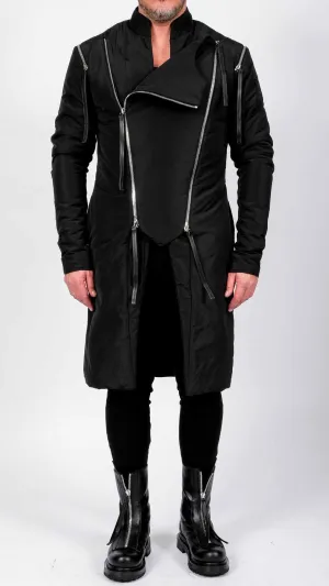 Long Padded Jacket with Zippers