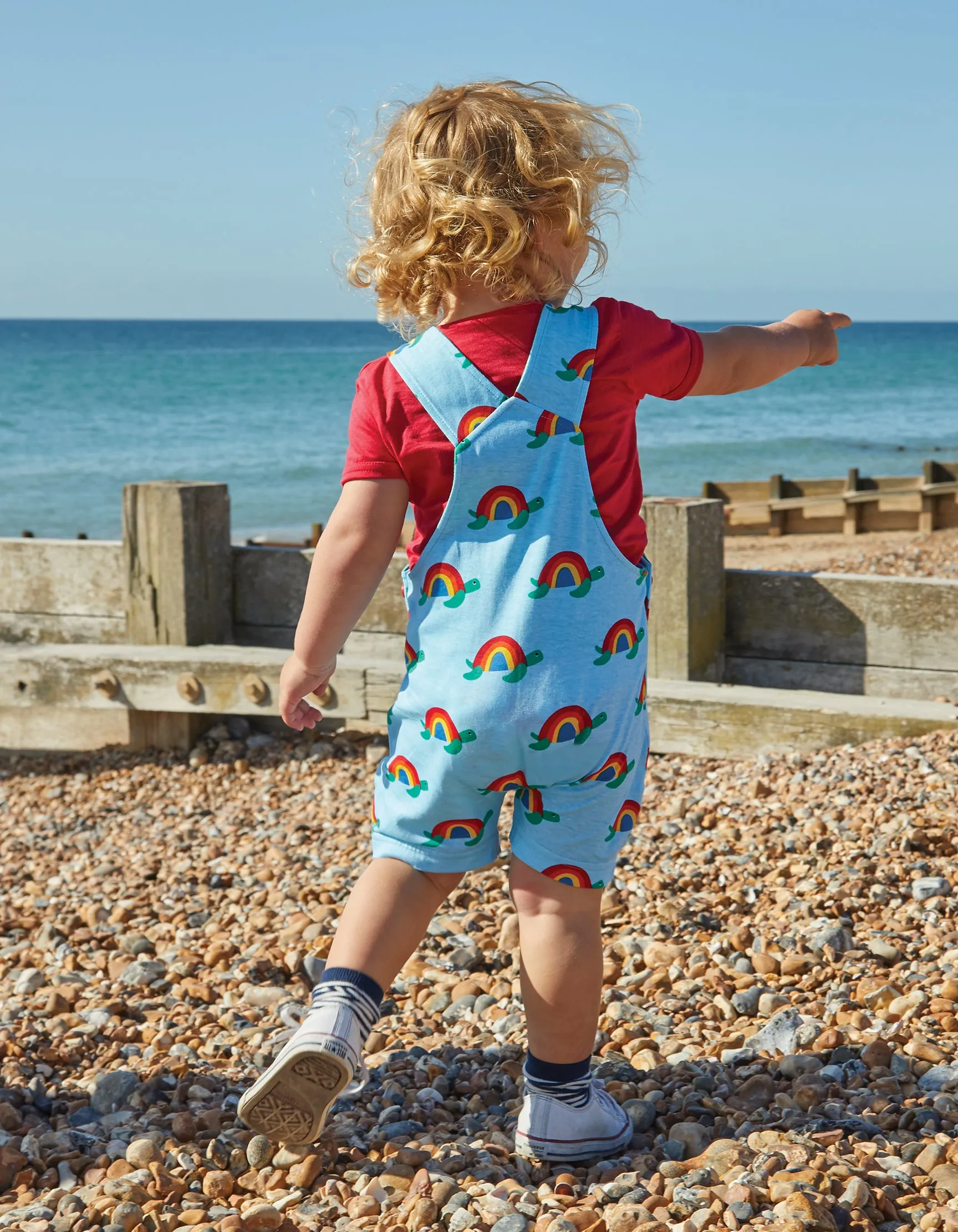 Multi Turtle Print Dungaree Shorts