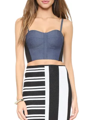 REBECCA MINKOFF Women's Indigo Mojito Chambray Bustier $148 NWT