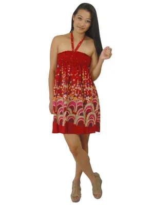 Red Mini Floral Elastic Band Top Sundress
