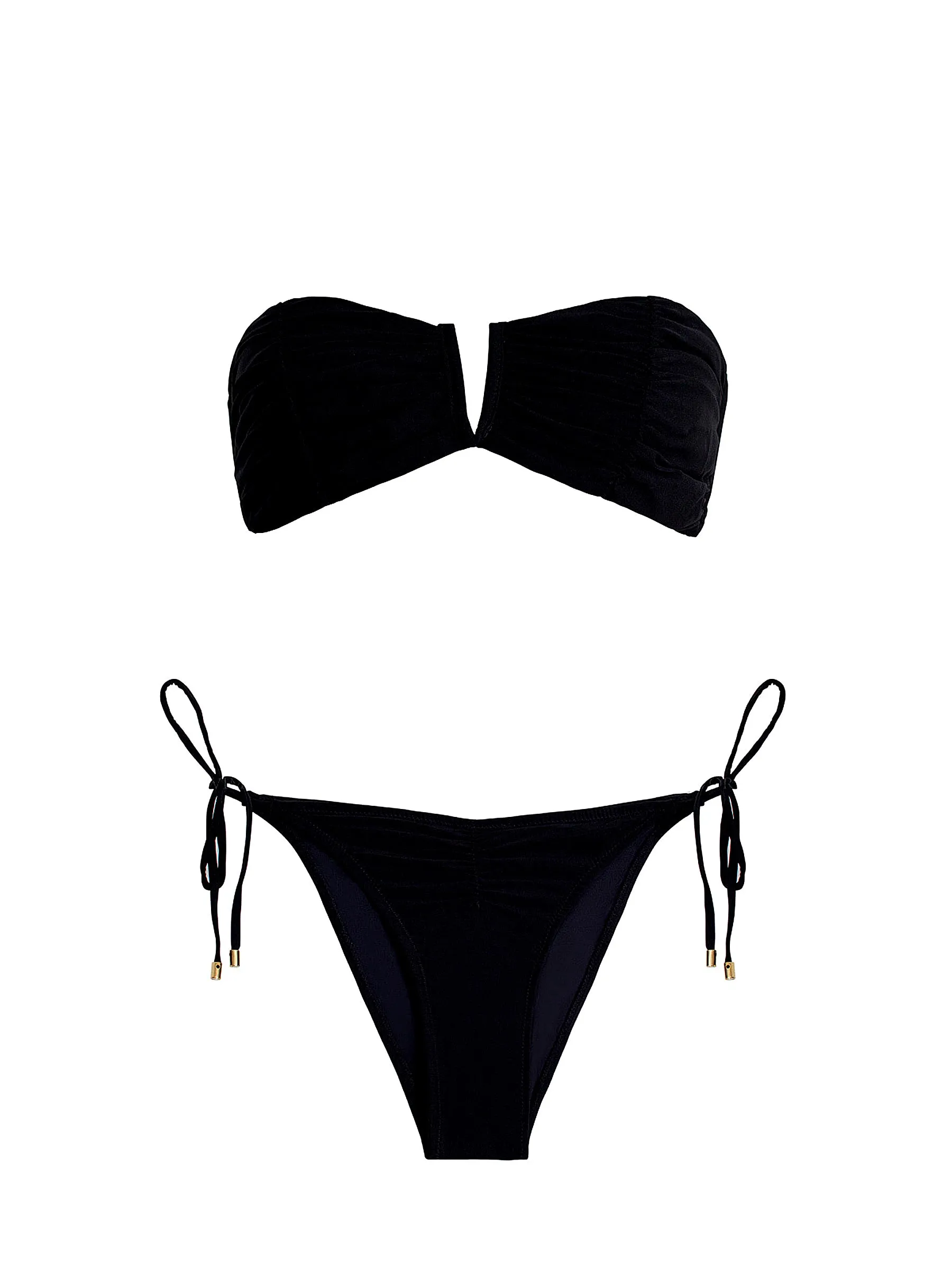 Ruched Bandeau-Ruched Tie Bikini ::RET